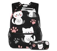 Cats Paws - Juego de mochila escolar y estuche para lápices para adolescentes, niñas, niños, mochila ligera de viaje, Multicolor 1, Talla única