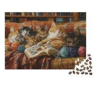 Cats Reading Book Puzzle 1000p para Personas Mayores Regalo De Cumplea?os para Enmarcar Mejor Valorados Actividad para Fiestas Cartón 52x38cm/1000pcs