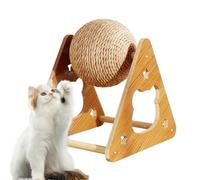 Cats Scratching Ball, Sisal Balls Cat Scratcher, Wood, Sisal Frame Vertical Exercise Wheel for Nail Filing, Kitten, Puppy, Rabbit Indoor Play, Apartment Living Climbing Exercise, 11.02x9.84x6.69 Inche