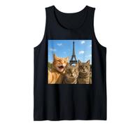 Cats Selfie in Paris Romantic Cat Moment Gift Camiseta sin Mangas