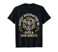 Cats Side Quest Distracted RPG Gamer Funny Cat Quests Camiseta