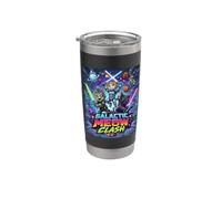 Cats Space Clash, Space Cats Illustration Graphic Cartoon Vaso térmico de acero inoxidable de doble pared