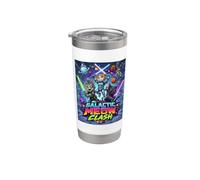 Cats Space Clash, Space Cats Illustration Graphic Cartoon Vaso térmico de acero inoxidable de doble pared