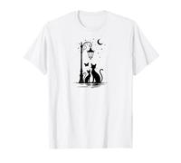 Cats under Moon and Butterfly Monarch Butterflies Love Camiseta