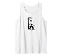 Cats under Moon and Butterfly Monarch Butterflies Love Camiseta sin Mangas
