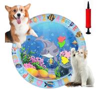 Cats Water Mat, Pet Water Bed, Thickened Cooling Mat for Dog & Cat with Inflator, Interactive Sensory Pad with Floating Fish, Durable Anti-Scratch Design for Indoor&Outdoor Summer Fun (Dolphin 65CM)