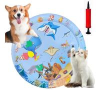 Cats Water Mat, Pet Water Bed, Thickened Cooling Mat for Dog & Cat with Inflator, Interactive Sensory Pad with Floating Fish, Durable Anti-Scratch Design for Indoor&Outdoor Summer Fun (Shark 100CM)