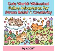 Cats World: Whimsical Feline Adventures for Stress Relief & Creativity: Intricate and Simple Cat Illustrations for All Ages - Relax, Unwind, and Color Your Way to Joy