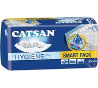 CATSAN - Hygiene Plus - Arena para Gatos Adultos y Gatitos no aglutinante - con Forro - 2 Bolsas de 4 L - Paquete Inteligente x 2 Incrustaciones