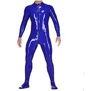 Catsuit 100% Latex Para Hombre Monos Flacos Azul Marino 0.4mm XXS-XXL,Azul Claro,XXL