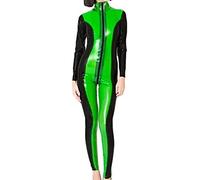 Catsuit Ajustado Con Aspecto De Látex, Mono Ajustado Con Cremallera Frontal, Mono Hecho A Mano, Negro Y Verde,Negro Y Amarillo,yo