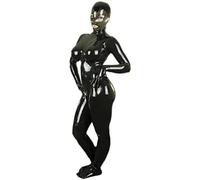 Catsuit De Cuerpo Completo De Goma De Látex Negro Sexy Para Mujer Pecho 3D Fetiche Con Guantes Con Capucha Calcetines,Claro,Costumbre