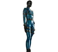 Catsuit De Goma De Látex De Cuerpo Completo Fetiche Personalizado, Negro,Plata,yo