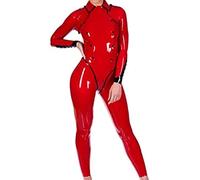 Catsuit De Goma De Látex, Mono De Uniforme Rojo,Rojo Y Negro,METRO