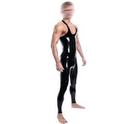 Catsuit De Goma De Látex Sin Mangas Fetiche Mono Largo Pantalones De Ropa,Negro,yo