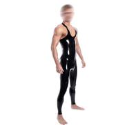 Catsuit De Goma De Látex Sin Mangas Fetiche Mono Largo Prenda De Vestir Pantalones,Amarillo,M