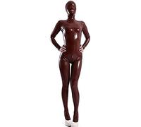 Catsuit De Látex Café Hecho A Mano Para Mujer, Cuerpo Completo, Capucha De Goma, Boca Abierta Con Entrepierna Y Cremallera En La Espalda,Blue,yo