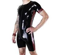 Catsuit De Látex Con Cremalleras De Adelante Hacia Atrás Body De Goma Traje De Cuerpo Entero Azul Con Rojo,Marrón Con Rojo,yo