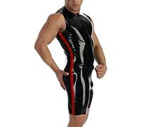 Catsuit De Látex De 0,6 MM De Espesor, Catsuit De Goma De Látex Negro Con Ribete Rojo,Negro,XX-Grande