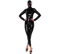 Catsuit De Látex De Cobertura Completa Para Mujer, Ropa Fetiche, Monos De Goma Con Capucha, Monos Únicos Con Cremallera En La Entrepierna Trasera,Púrpura,yo