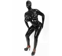 Catsuit De Látex De Cubierta Completa Para Hombre Con Capucha, Tubo De Respiración Blanco, Catsuit De Látex De Cuerpo Completo Con Senos Inflables (sin Agujeros En La Nariz, Personalizables,Negro,XS