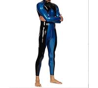 Catsuit De Látex, Mono De Goma, Uniformes Ajustados, Ajuste De 0,45mm, Negro Y Azul,Negro Y Azul,xxl