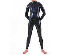 Catsuit De Látex Para Hombre, Mono Hecho A Mano Con Cremallera Frontal, Mono De Goma, Ropa De Club,Negro,S