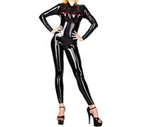 Catsuit De Látex Para Mujer, Mono De Goma Natural Con Cremallera Frontal, Mono Hecho A Mano De Talla Grande,Rosa Y Blanco,yo