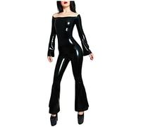 Catsuit De Látex Para Mujer, Ropa Ajustada, Mono Negro De Fiesta Con Mangas Acampanadas, Personalizable,personalizar,METRO