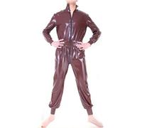 Catsuit De Látex Sexy Marrón Con Puño Con Cremallera Frontal, Mono De Goma Estrecho, General, Traje De Cuerpo, Púrpura,Amarillo,Mujer M