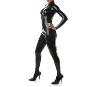 Catsuit Fetiche De Látex Negro Sexy Con Mono De Goma Con Cremallera Trasera Hecho A Mano Para Mujer,Otros Colores,Mujer-3XL