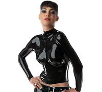 Catsuits De Goma De Látex, Vestido Superior De Seducción, Espalda Personalizada Con Cremallera, Ajustado, 0,4mm,Amarillo