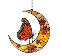 Cattador De Luna Solar, Mariposa Y Luna Solar Catcher Window Butterfly Catcher Catcher Butterfly Sun Catcher, Monarch Butterfly Y Flower Moon Ornament Para Ventana - Ornamento De Arte Acrílico Para De