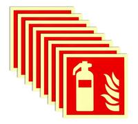 CATTELL 8 Pcs Señal Luminiscente Extintor, Señal Extintor 14,7 x 14,7 cm PVC Autoadhesivo Señal Fotoluminiscente Extintor Extintor de PVC Adhesivo Resistente para Exterior e Interior