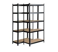 CATTERHOUSE Pack 2 Estanterías Metálicas en Kit Hans Plus 90x40x180 cm Estanterías de Almacenaje Color Negro con 5 Baldas Ajustables Soportan hasta 875 kg