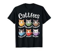 Cattfees Lindo Gato Amantes del Café Divertido Día de la Madre Mujeres Camiseta