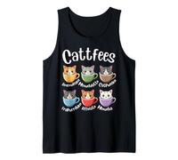 Cattfees Lindo Gato Amantes del Café Divertido Día de la Madre Mujeres Camiseta sin Mangas