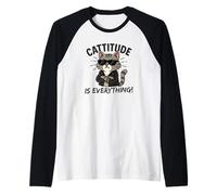 Cattitude Is Everything Lindo Kawaii Cat con Attitude Cool Camiseta Manga Raglan