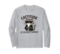 Cattitude Is Everything Lindo Kawaii Cat con Attitude Cool Manga Larga