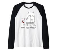 Cattitude Problem Funny Cat Camiseta Manga Raglan