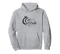 Cattitude: Sassy Feline Spirit para los Amantes de los Gatos Sudadera con Capucha, Unisex para Adultos, Gris Jaspeado, M
