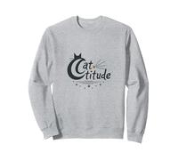 Cattitude: Sassy Feline Spirit para los Amantes de los Gatos Sudadera, Unisex para Adultos, Gris Jaspeado, XXL