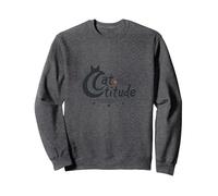 Cattitude: Sassy Feline Spirit para los Amantes de los Gatos Sudadera, Unisex para Adultos, Jaspeado Oscuro, L