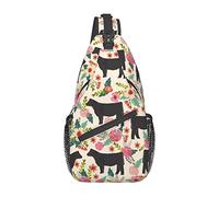 Cattle Farm Sanctuary Beautiful Poppy Flower Ink Crossbody Bag, para Hombres y Mujeres Sling Chest Cross Body Bag, Utilizado para el Ocio y los Viajes