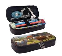 Cattle Farm Sanctuary - Neceser de piel con estampado de santuario, funda de piel con solapa, monedero espacioso, bolsa de almacenamiento, color negro, talla única, Negro, One Size