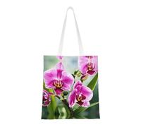 Cattpa Bolsa de playa portátil con estampado de orquídeas, bolsas de comestibles reutilizables plegables con bolsas de asas