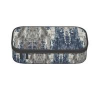 Cattpa Estuche para lápices con estampado azul abstracto, estuche para lápices con compartimentos con cremallera, bolsa para bolígrafos/organizador