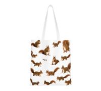Cattpa Lindas bolsas con estampado de ardilla, bolsa de playa portátil, bolsas de comestibles reutilizables plegables con bolsas de asas, color negro, talla única