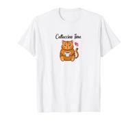 Cattuccino Time Funny Cita Lindo Naranja Gato Ilustración Camiseta gráfica económica, Hombre, Blanco, XL
