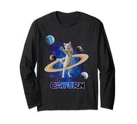 Caturn Cat In Space Saturn Galaxy Funny Kitten Cat Lover Manga Larga